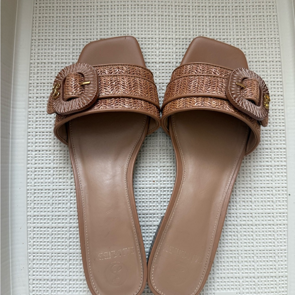 Sam & Libby Brown Woven Slide Sandals